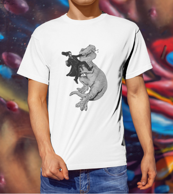 Punching ARex Like A Boss Victorian Gentleman Fighting Dinosaur T-Shirt