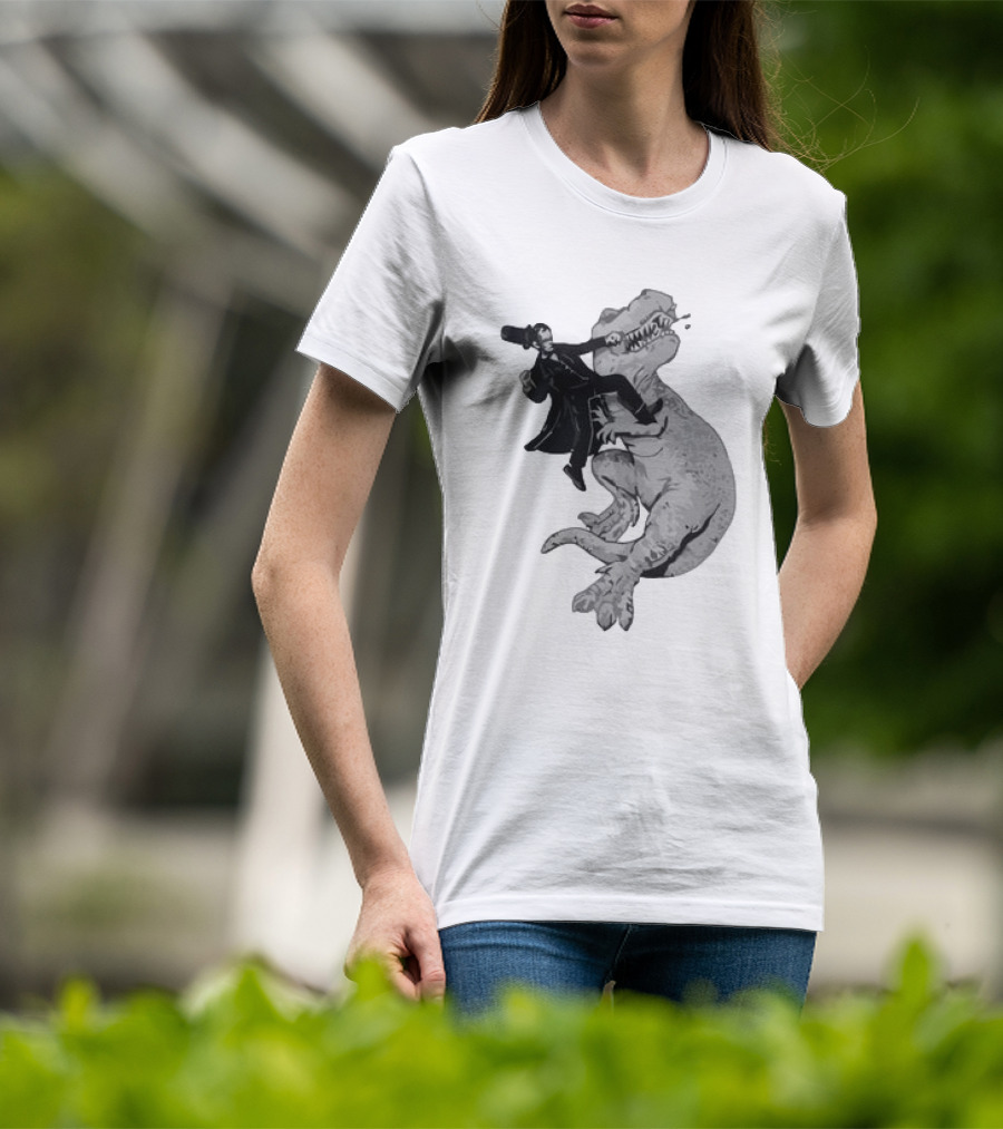 Punching ARex Like A Boss Victorian Gentleman Fighting Dinosaur T-Shirt