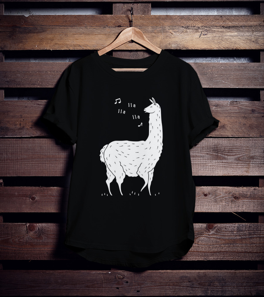 LLAMAS AND MUSICAL NOTES LLA LLA SONG OF THE LLAMA T-Shirt