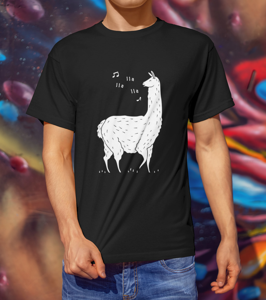 LLAMAS AND MUSICAL NOTES LLA LLA SONG OF THE LLAMA T-Shirt