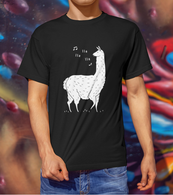 LLAMAS AND MUSICAL NOTES LLA LLA SONG OF THE LLAMA T-Shirt