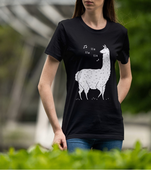 LLAMAS AND MUSICAL NOTES LLA LLA SONG OF THE LLAMA T-Shirt