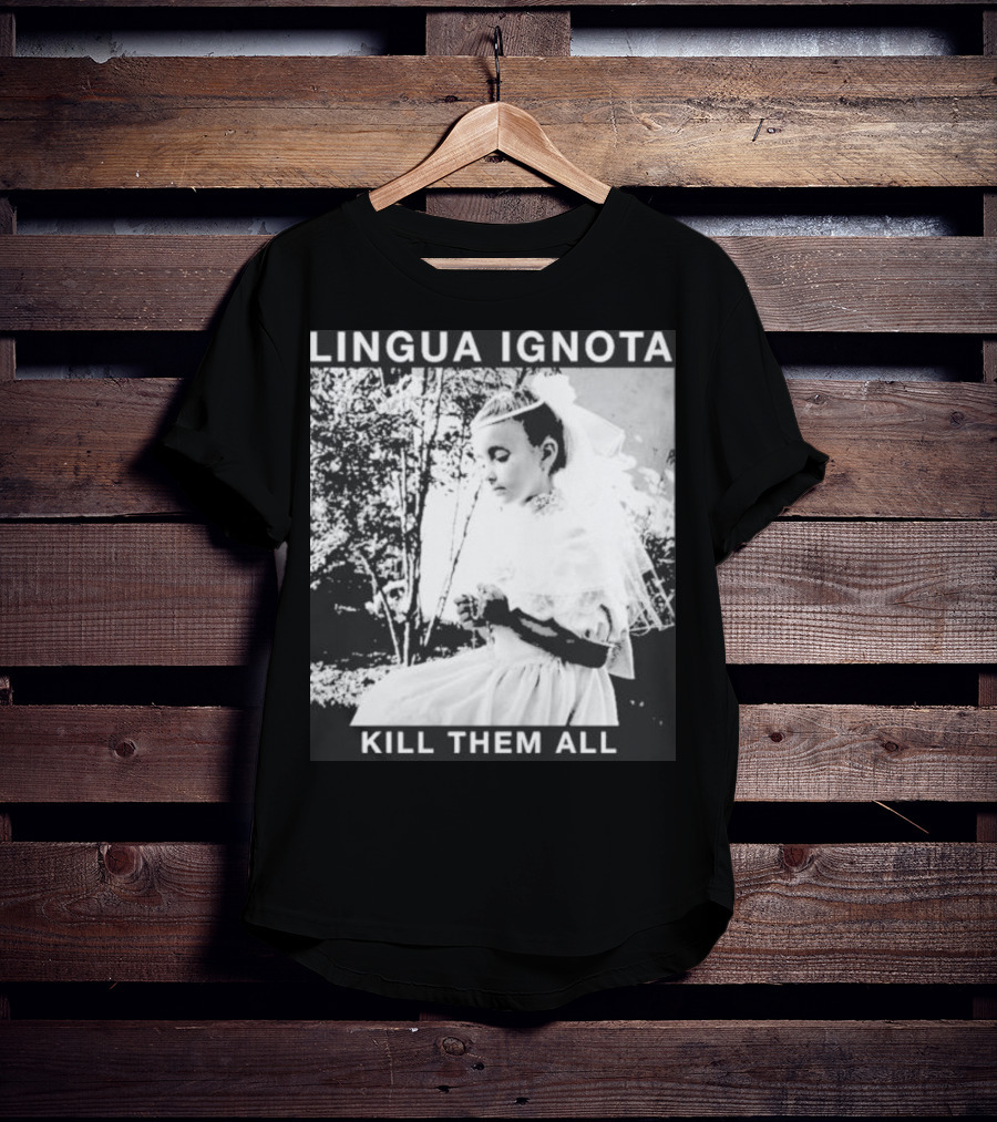 LINGUA IGNOTA KILL THEM ALL Veiled Bride Prayerful Pose T-Shirt