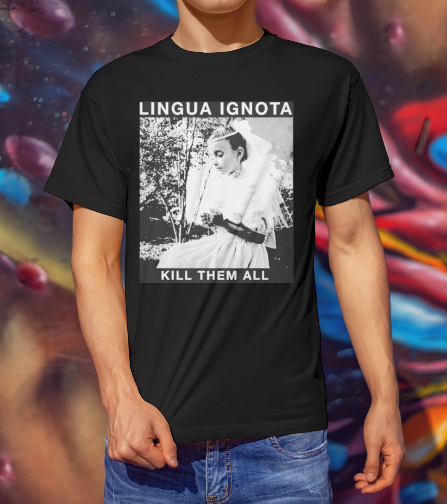 LINGUA IGNOTA KILL THEM ALL Veiled Bride Prayerful Pose T-Shirt