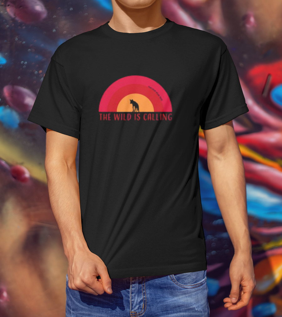 The Wild Is Calling Woft Silhouette Retro Sunset T-Shirt