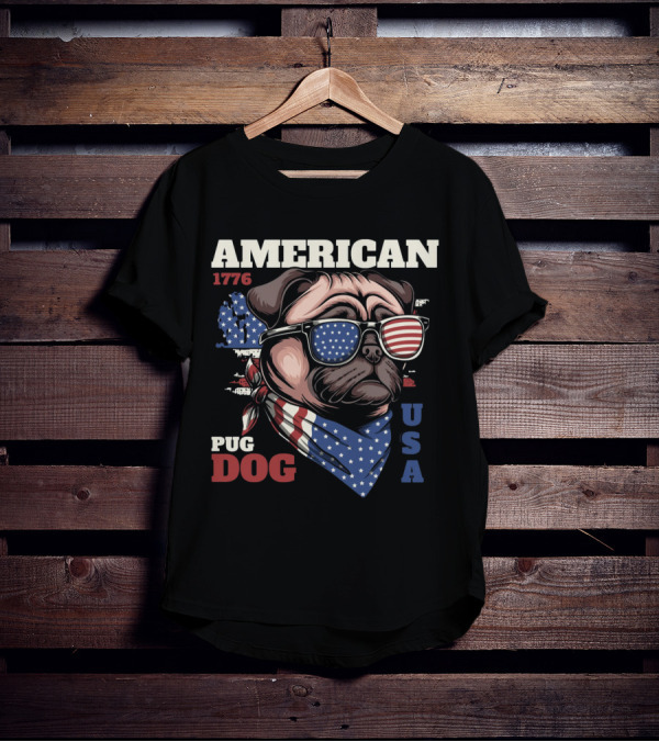 AMERICAN PUG DOG 1776 USA T-Shirt