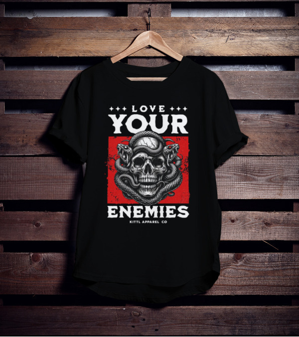 Love Your Enemies Skull With Snakes Kittl Apparel Co T-Shirt