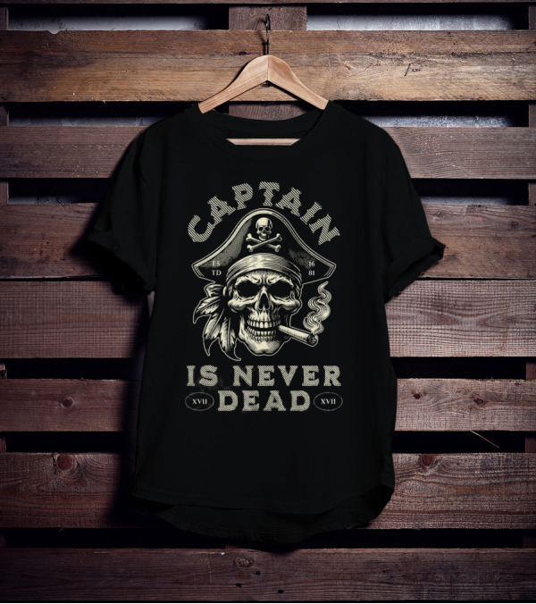 Captain Is Never Dead 1681 Skull Smoking Cigar T-Shirt