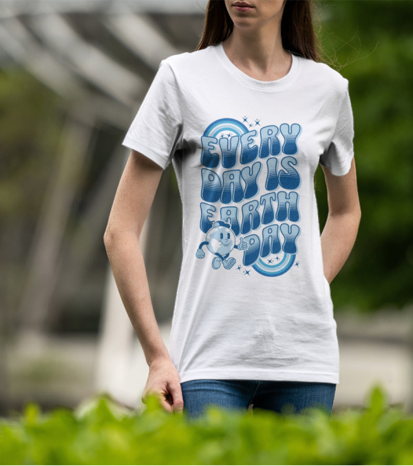 Every Day Is Earth Day Cartoon Planet T-Shirt