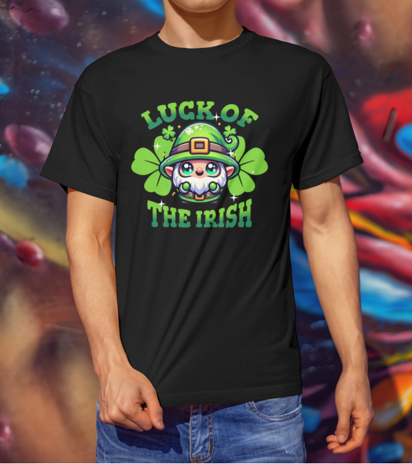 Luck Of The Irish Cute Leprechaun With Shamrocks T-Shirt