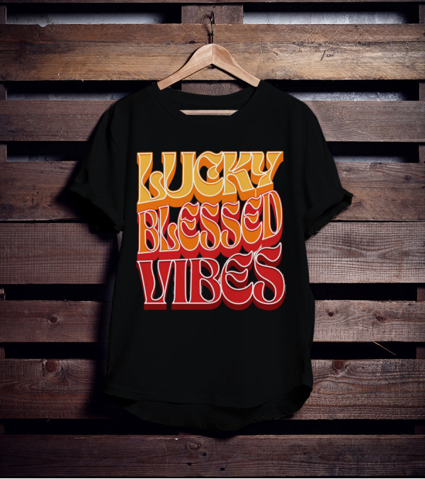 Lucky Blessed Vibes Retro T-Shirt