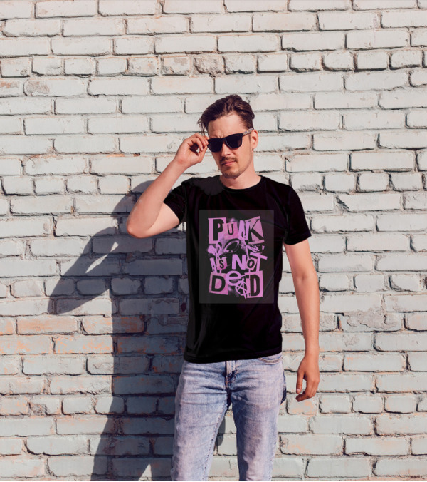 Punk Is Not Dead Mask And Anarchy Symbol Collage T-Shirt