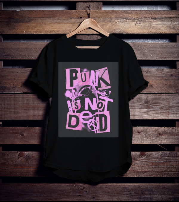 Punk Is Not Dead Mask And Anarchy Symbol Collage T-Shirt