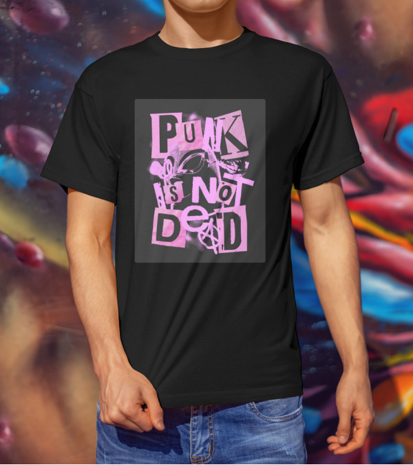 Punk Is Not Dead Mask And Anarchy Symbol Collage T-Shirt