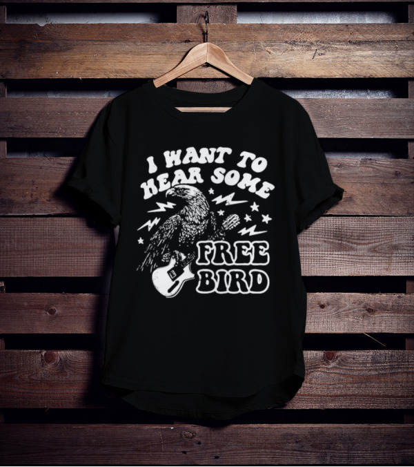 I Want To Hear Some Free Bird Eagle With Guitar And Lightning Bolts T-Shirt