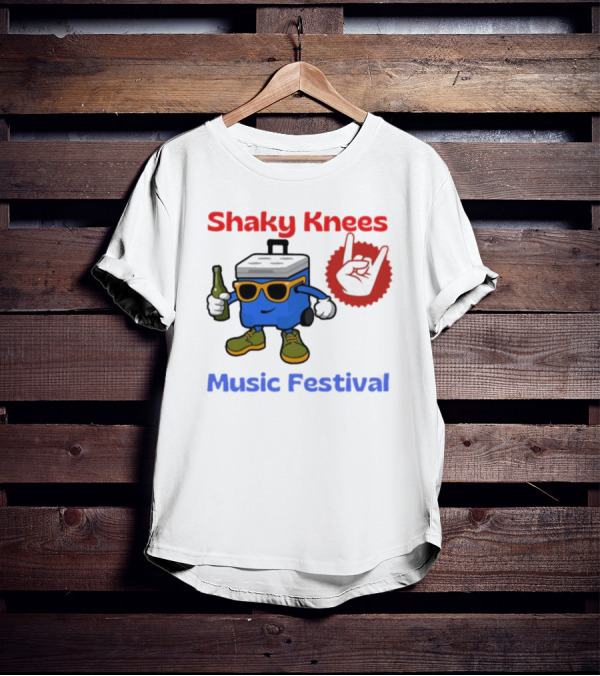 Shaky Knees Music Festival Cooler Character With Sunglasses And Rock Hand T-Shirt