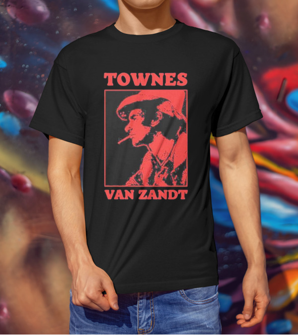 TOWNES VAN ZANDT VINTAGE RED SILHOUETTE IMAGE T-Shirt