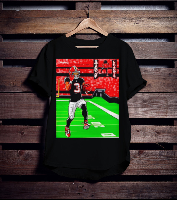 Stand Up Ludacris Football Player Number 3 On Green Field T-Shirt