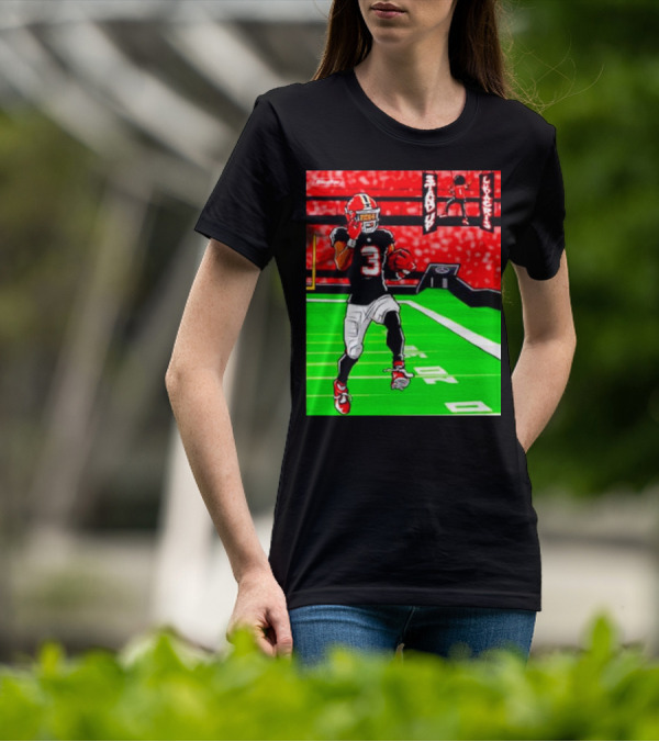 Stand Up Ludacris Football Player Number 3 On Green Field T-Shirt