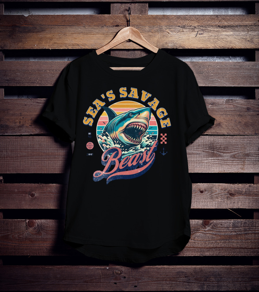 Sea's Savage Beast Angry Shark Y2K T-Shirt