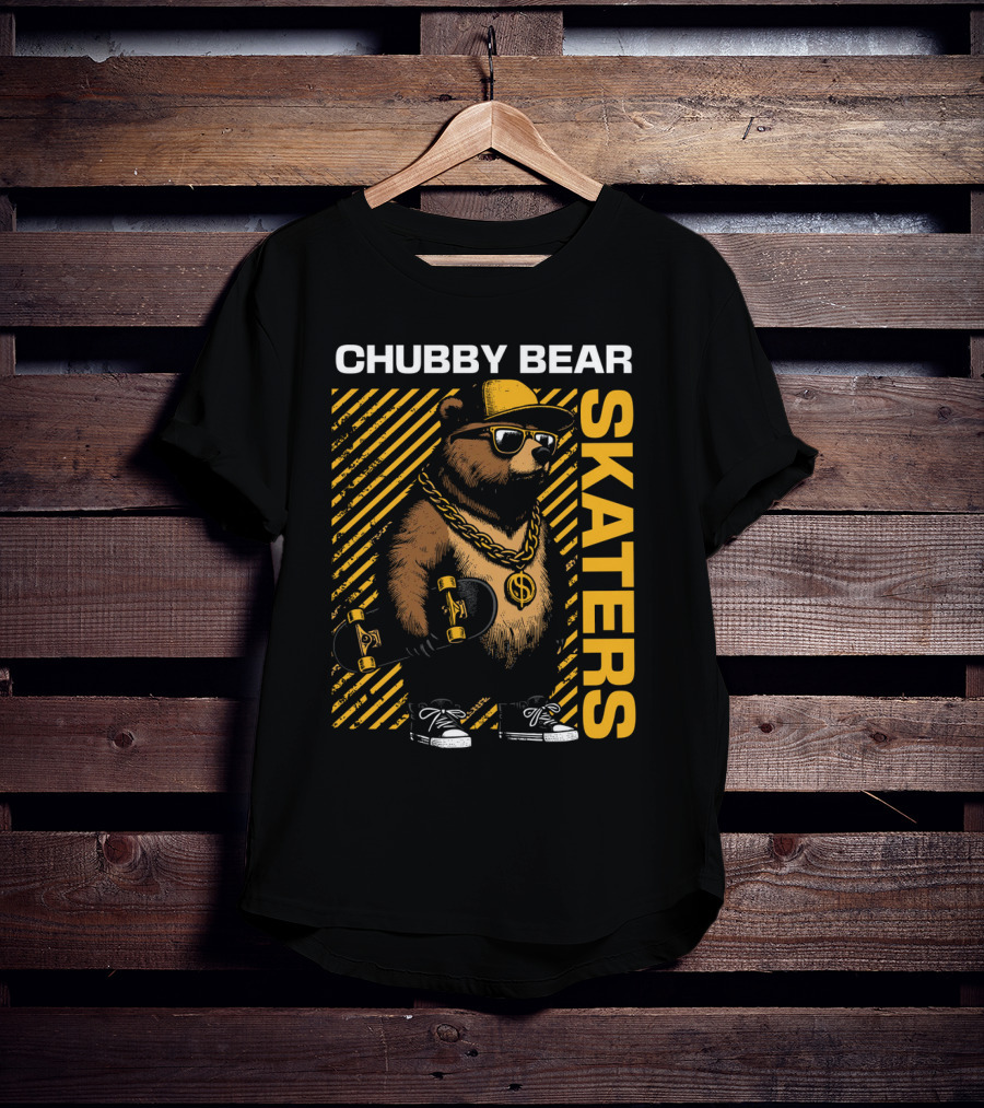 CHUBBY BEAR SKATERS Dollar Chain Sunglasses Cool Black And Yellow T-Shirt