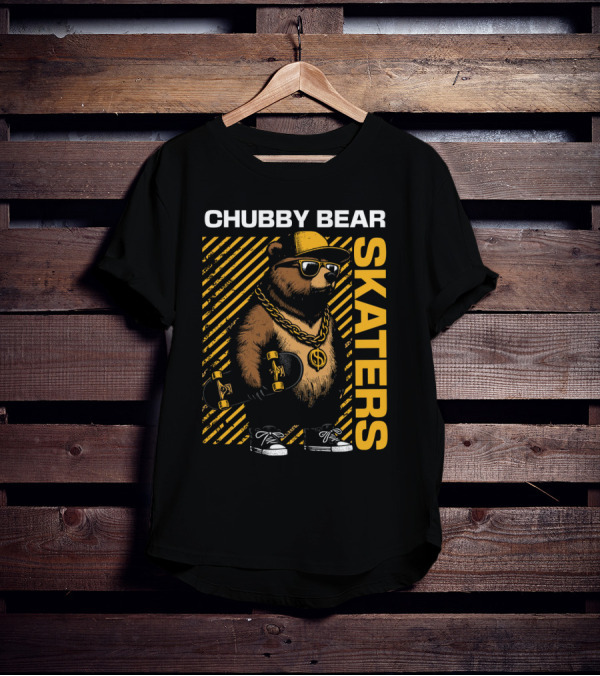 CHUBBY BEAR SKATERS Dollar Chain Sunglasses Cool Black And Yellow T-Shirt