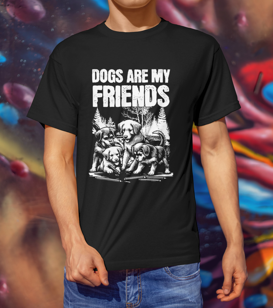 Dogs Are My Friends Puppy Forest Scene T-Shirt