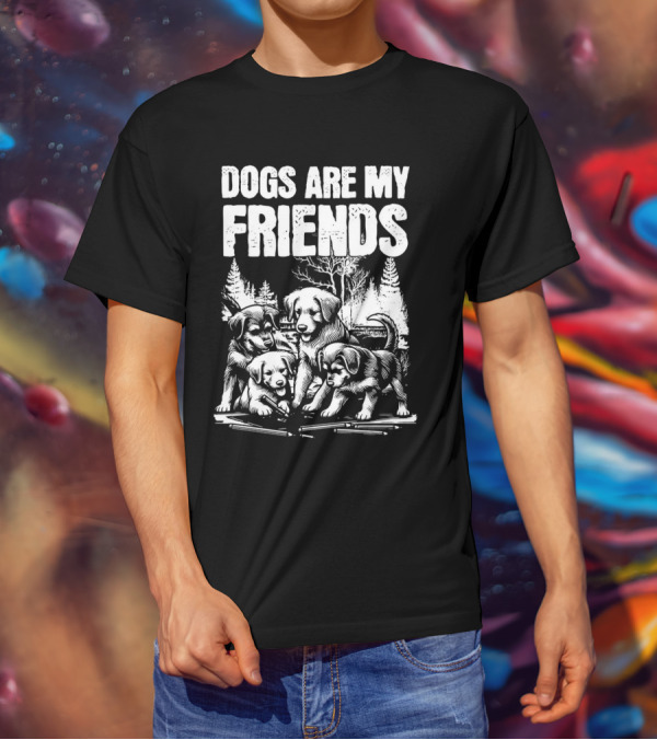 Dogs Are My Friends Puppy Forest Scene T-Shirt