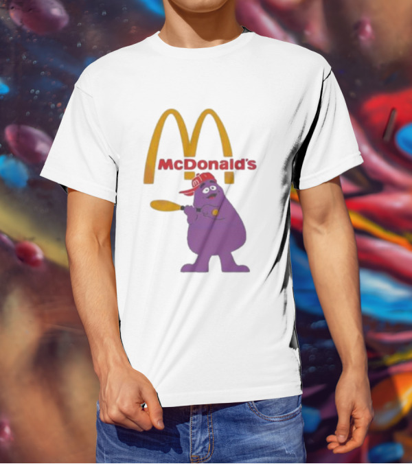 Grimace McDonald's Baseball Cap And Bat T-Shirt