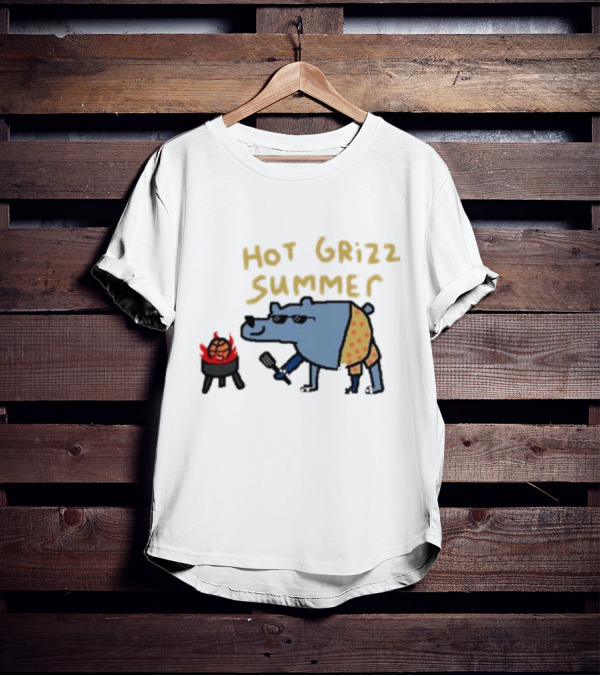 Hot Grizz Summer Sunglasses Bear Grilling Basketball On Fire T-Shirt