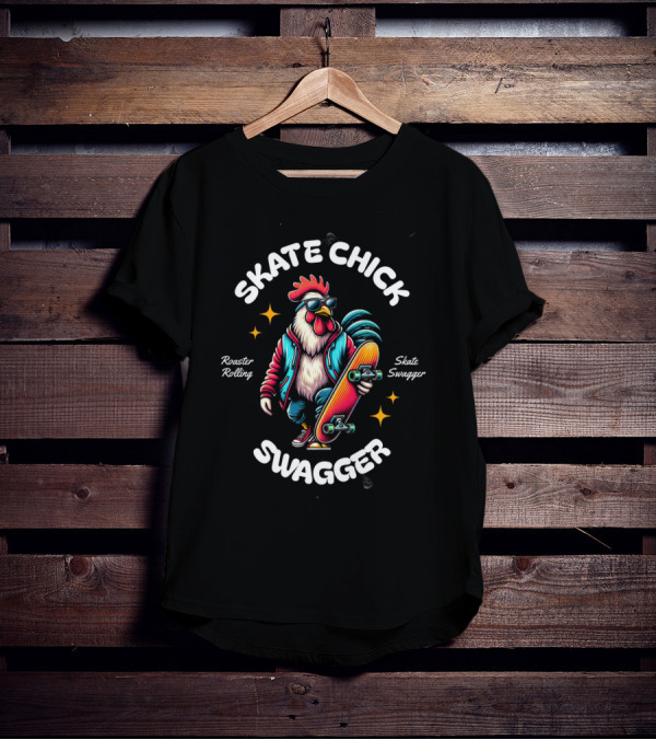 Skate Chick Swagger Rooster Rolling Skate Swagger T-Shirt