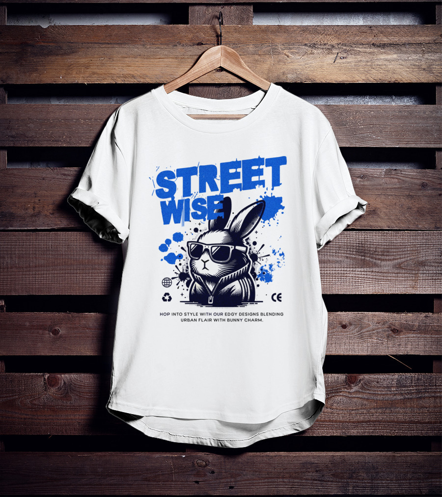STREET WISE Urban Flair Bunny Charm Hip Hop T-Shirt