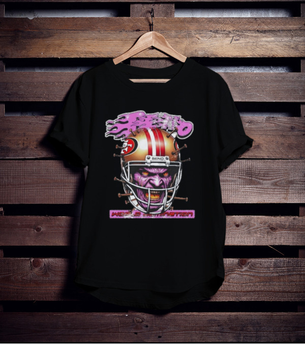 Beno World Domination Nin3Rs Football Helmet Creature T-Shirt