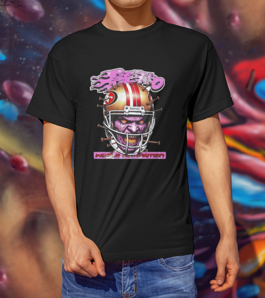Beno World Domination Nin3Rs Football Helmet Creature T-Shirt