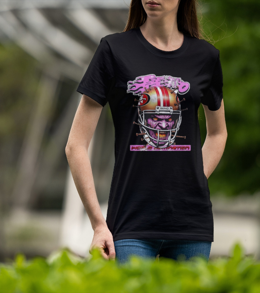 Beno World Domination Nin3Rs Football Helmet Creature T-Shirt