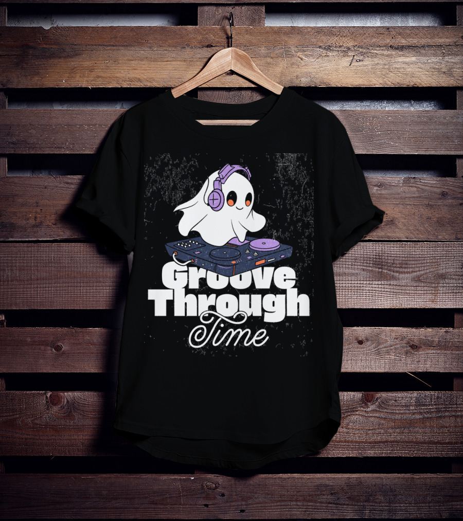 Groove Through Time Ghost DJ On Turntable T-Shirt