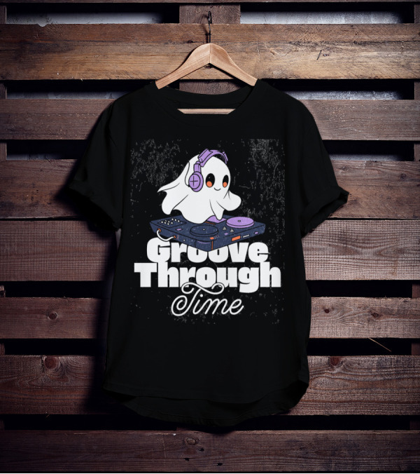 Groove Through Time Ghost DJ On Turntable T-Shirt
