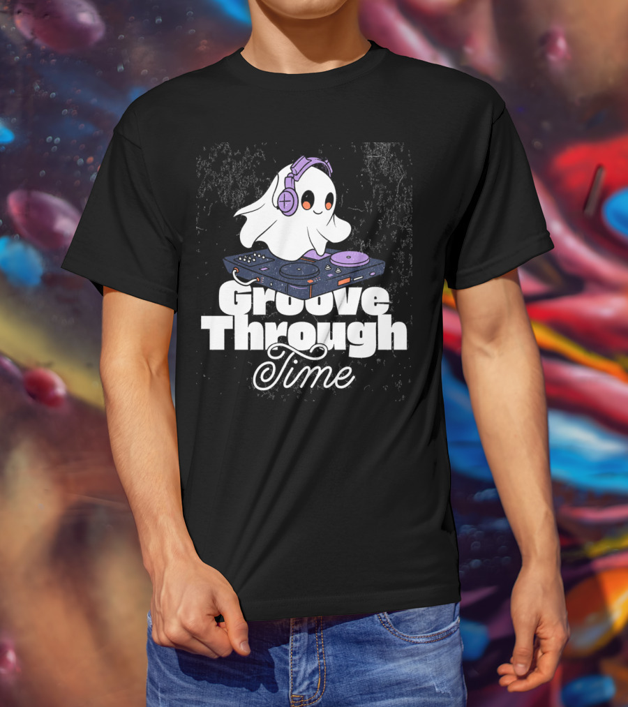 Groove Through Time Ghost DJ On Turntable T-Shirt