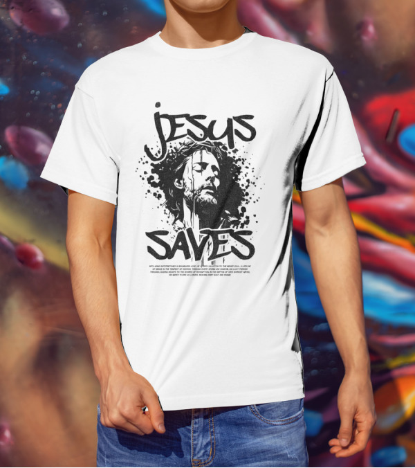 Jesus Saves Portrait With Crown Of Thorns T-Shirt