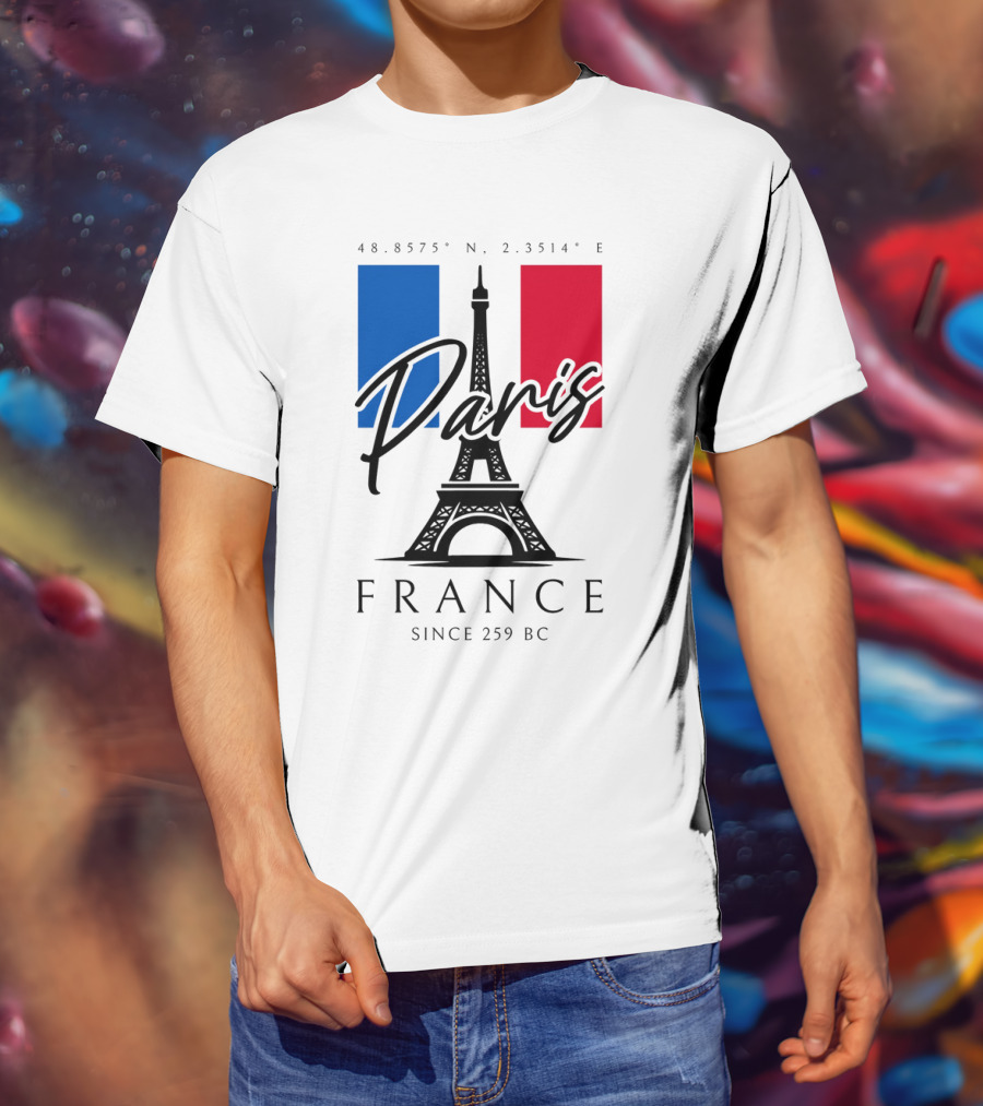 Paris France Eiffel Coordinates Since 259 BC T-Shirt