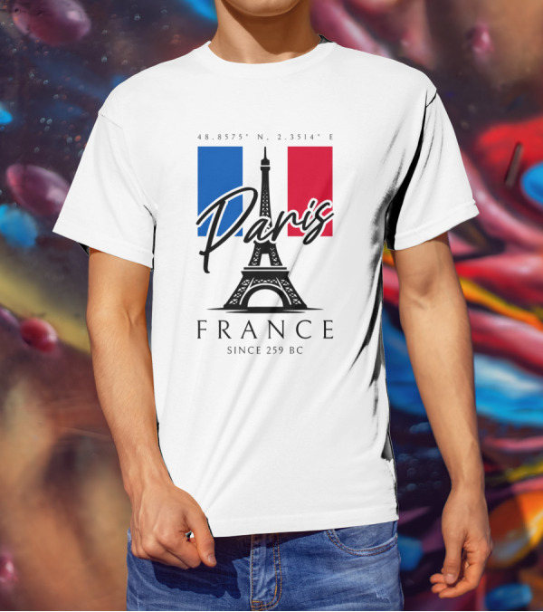 Paris France Eiffel Coordinates Since 259 BC T-Shirt