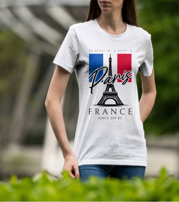 Paris France Eiffel Coordinates Since 259 BC T-Shirt