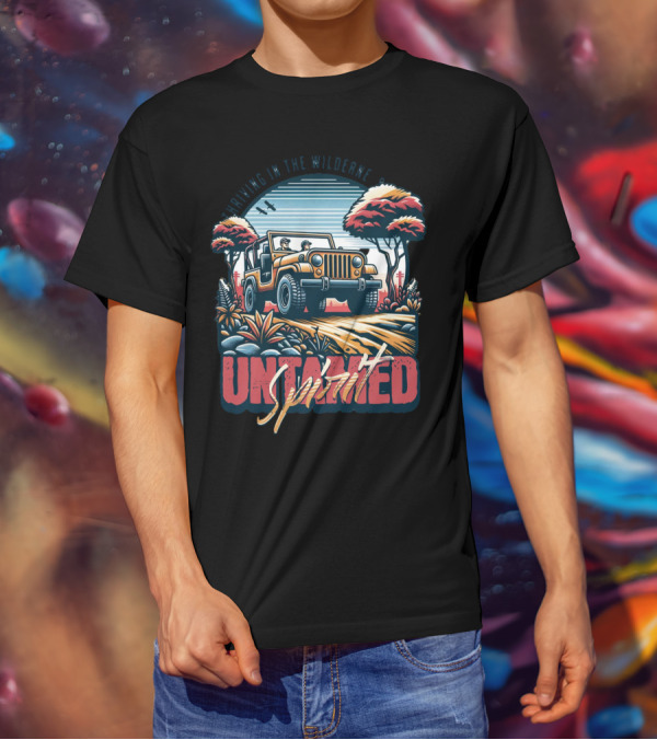 Riding In The Wilderness Untamed Spirit Adventure Jeep T-Shirt