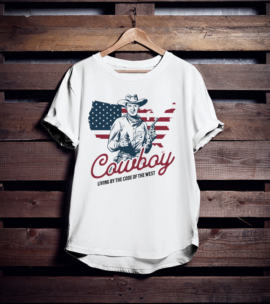 Cowboy Living By The Code Of The West American Cowboy Vintage T-Shirt