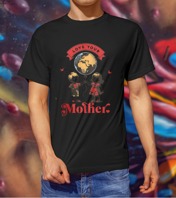Love Your Mother Earth Day Vintage Children With Planet Earth T-Shirt