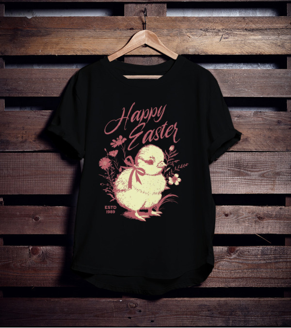Happy Easter Vintage Chick With Flowers ESTD 1989 T-Shirt