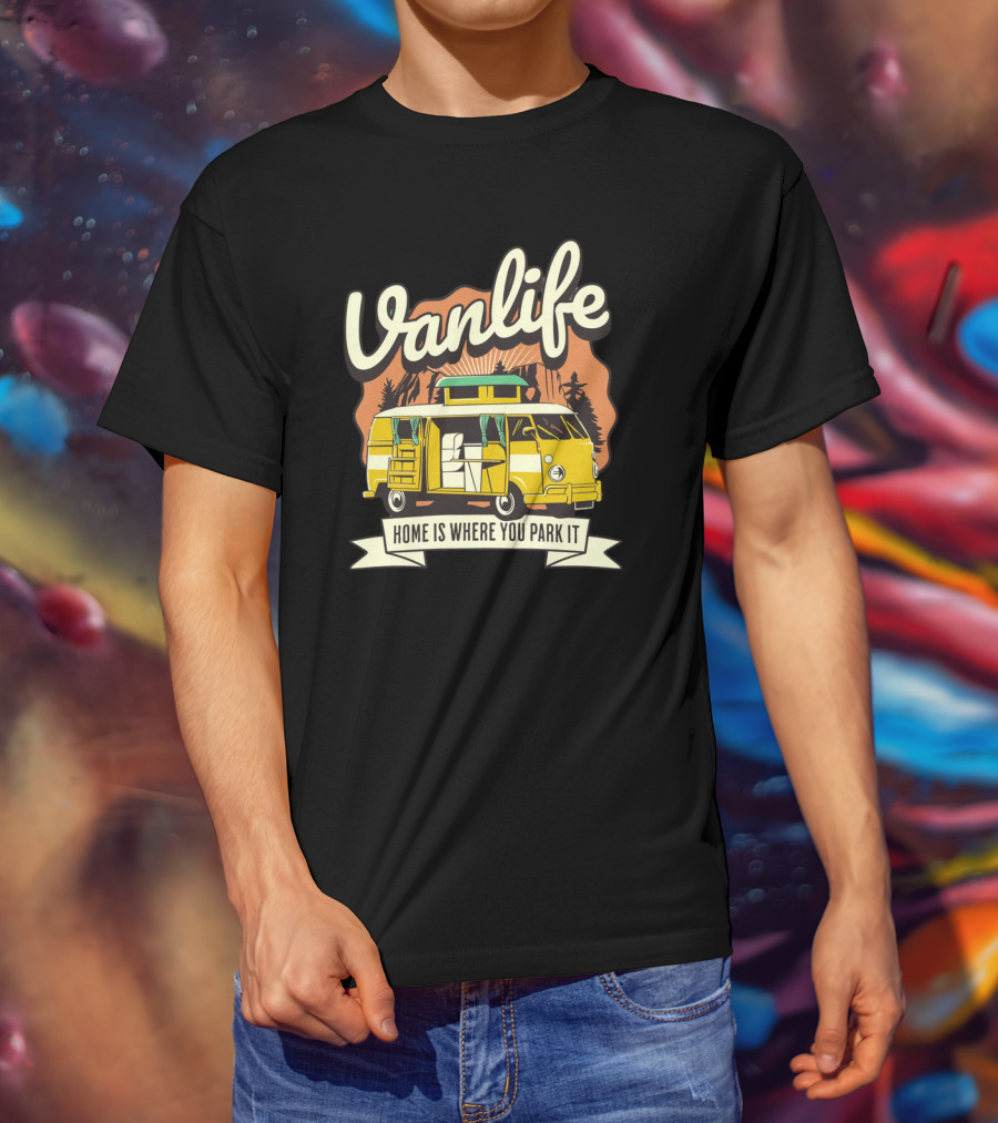 Vanlife Home Is Where You Park It Vintage Camper Adventure T-Shirt
