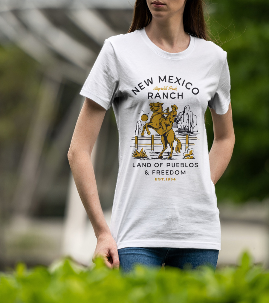 New Mexico Ranch Shiprock Peak Land Of Pueblos And Freedom Est. 1954 T-Shirt