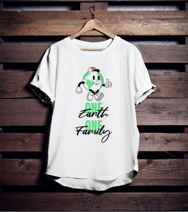 ONE EARTH ONE FAMILY Earth Character Thumbs Up T-Shirt