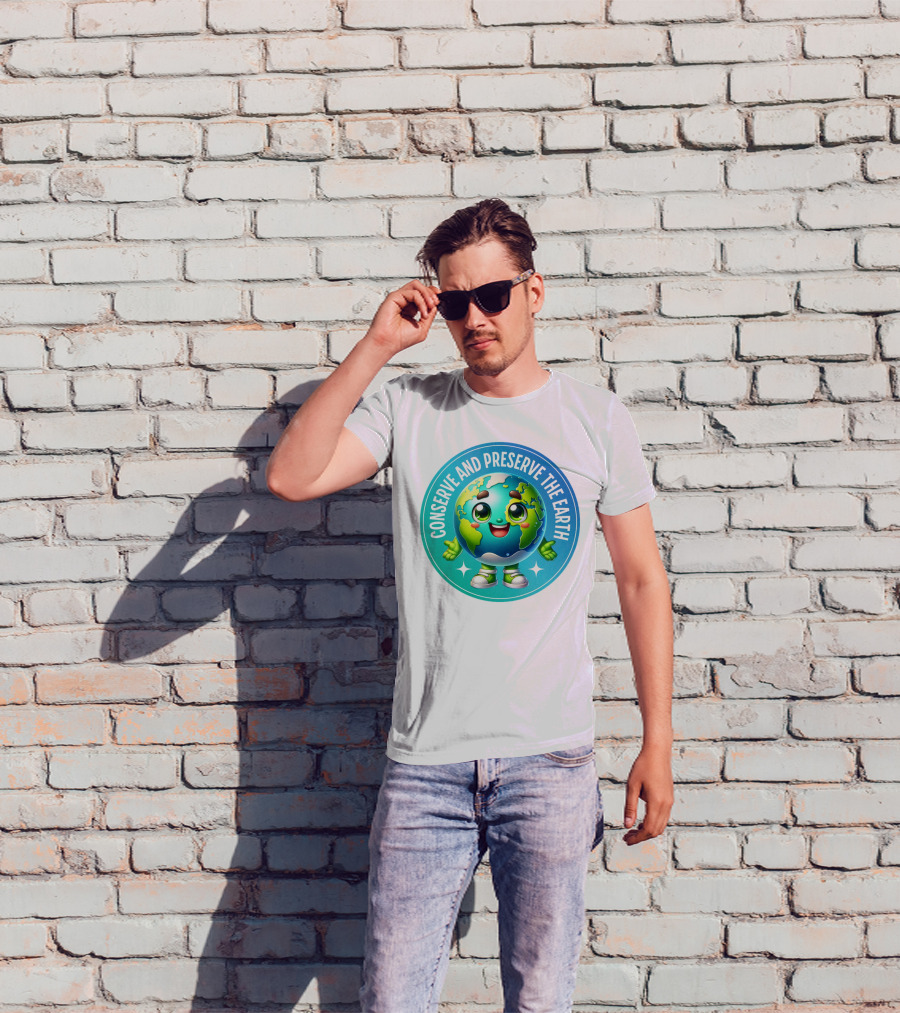 Conserve And Preserve The Earth Retro Earth Day Celebration Mascot T-Shirt